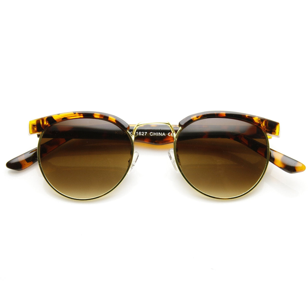 Dapper Vintage Inspired Indie Half Frame Round Sunglasses 9455