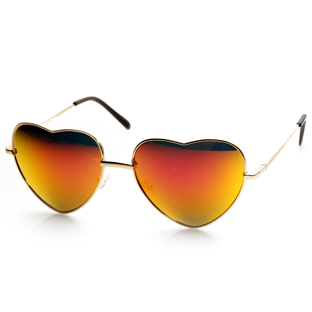 Women's Heart Shape Metal With Mirrored Lens Sunglasses 9436