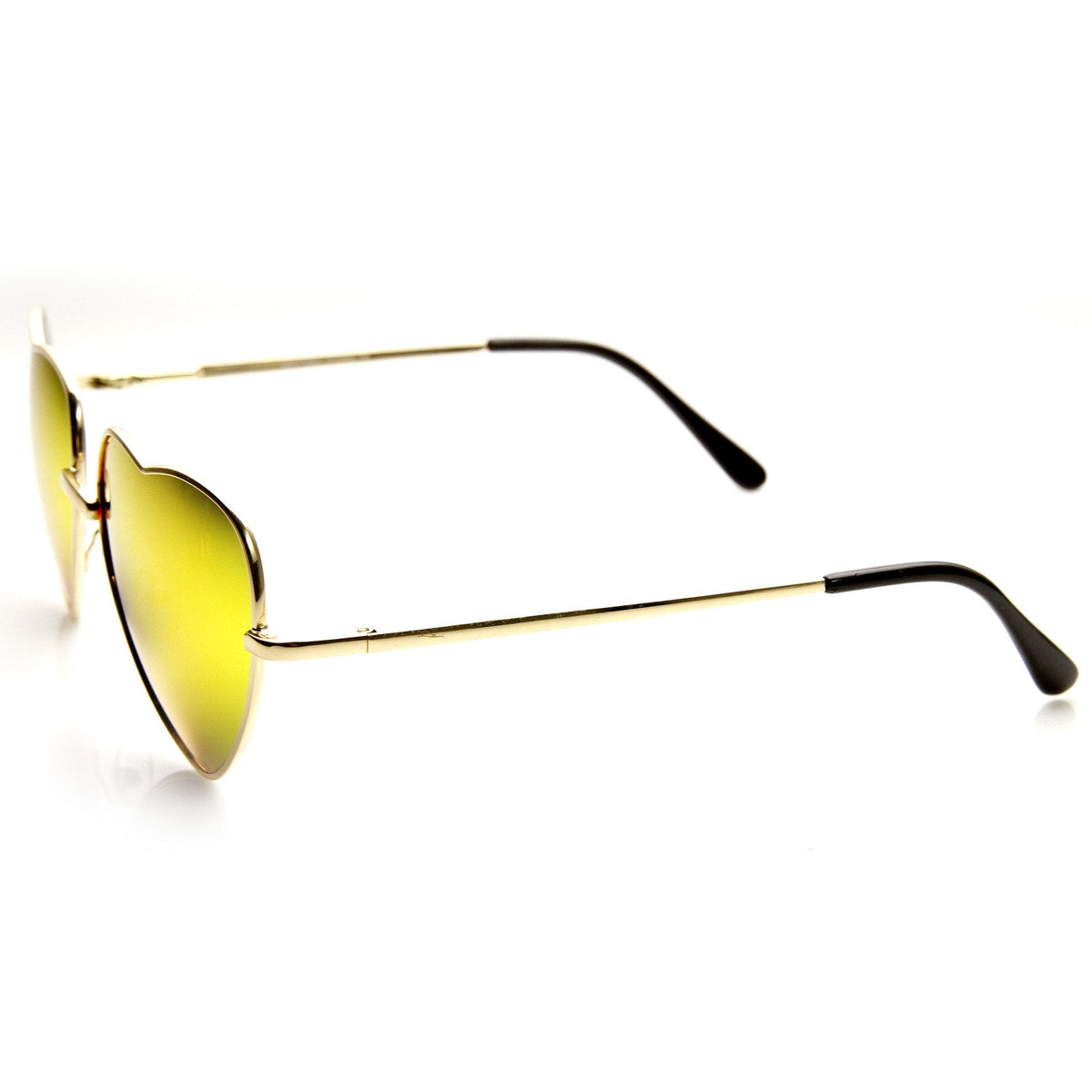Women's Heart Shape Metal With Mirrored Lens Sunglasses 9436