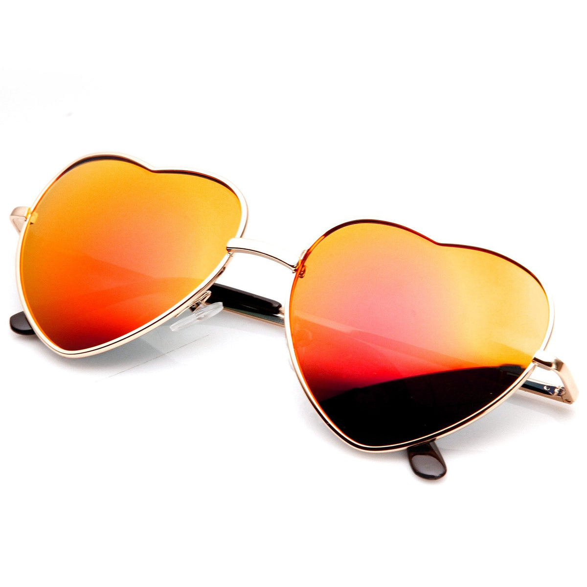 Women's Heart Shape Metal With Mirrored Lens Sunglasses 9436
