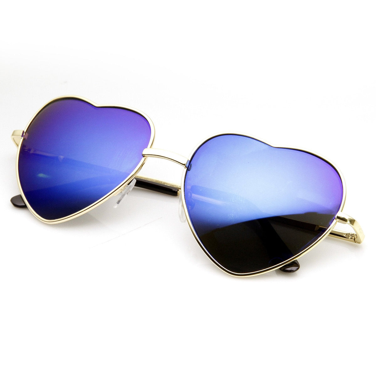 Women's Heart Shape Metal With Mirrored Lens Sunglasses 9436