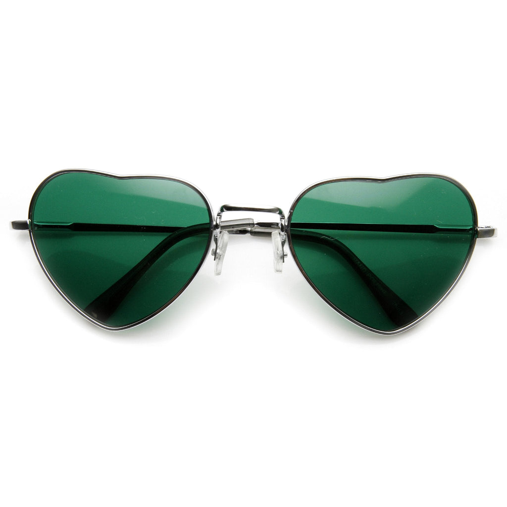 Cute Womens Heart Shaped Metal Sunglasses With Color Lenses 9416