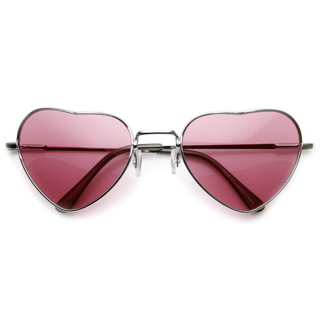 Cute Womens Heart Shaped Metal Sunglasses With Color Lenses 9416