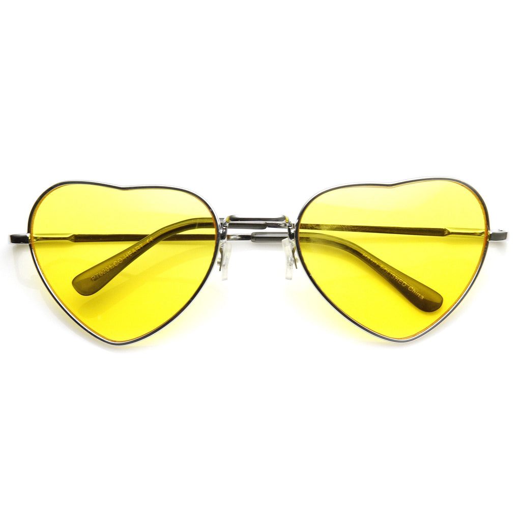 Cute Womens Heart Shaped Metal Sunglasses With Color Lenses 9416