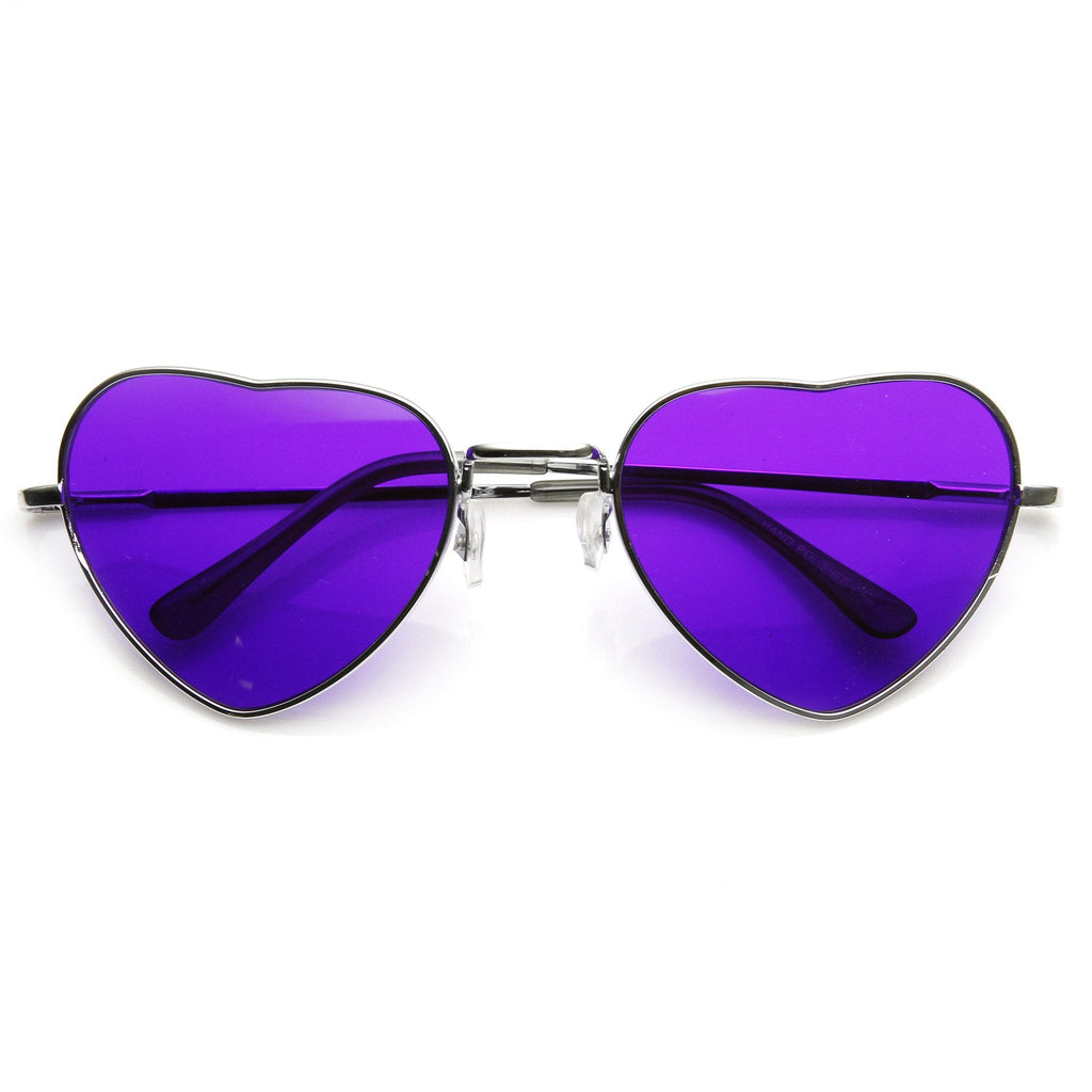 Cute Womens Heart Shaped Metal Sunglasses With Color Lenses 9416