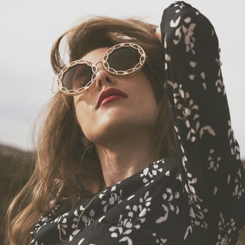 Women's Oversize Round Flat Pattern Sunglasses 9832