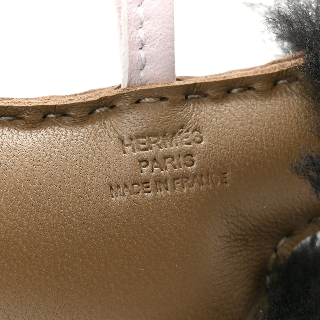 Milo Lambskin Shearling Budy Charm Black Etoupe Rose Darling