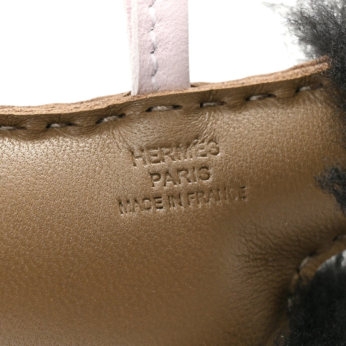 Milo Lambskin Shearling Budy Charm Black Etoupe Rose Darling