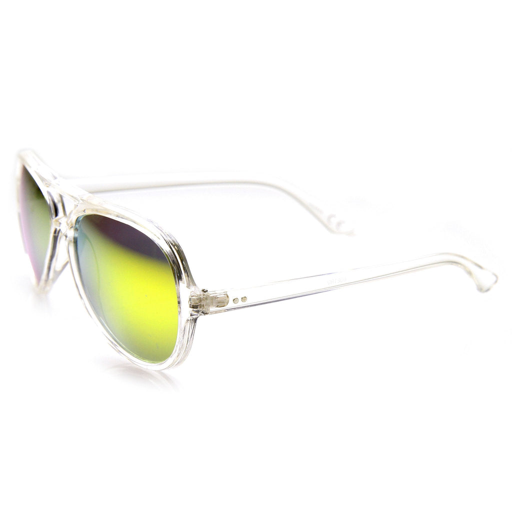 Transparent Retro Party Flash Mirror Lens Aviator Sunglasses 9477