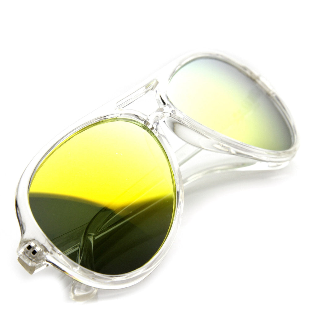 Transparent Retro Party Flash Mirror Lens Aviator Sunglasses 9477