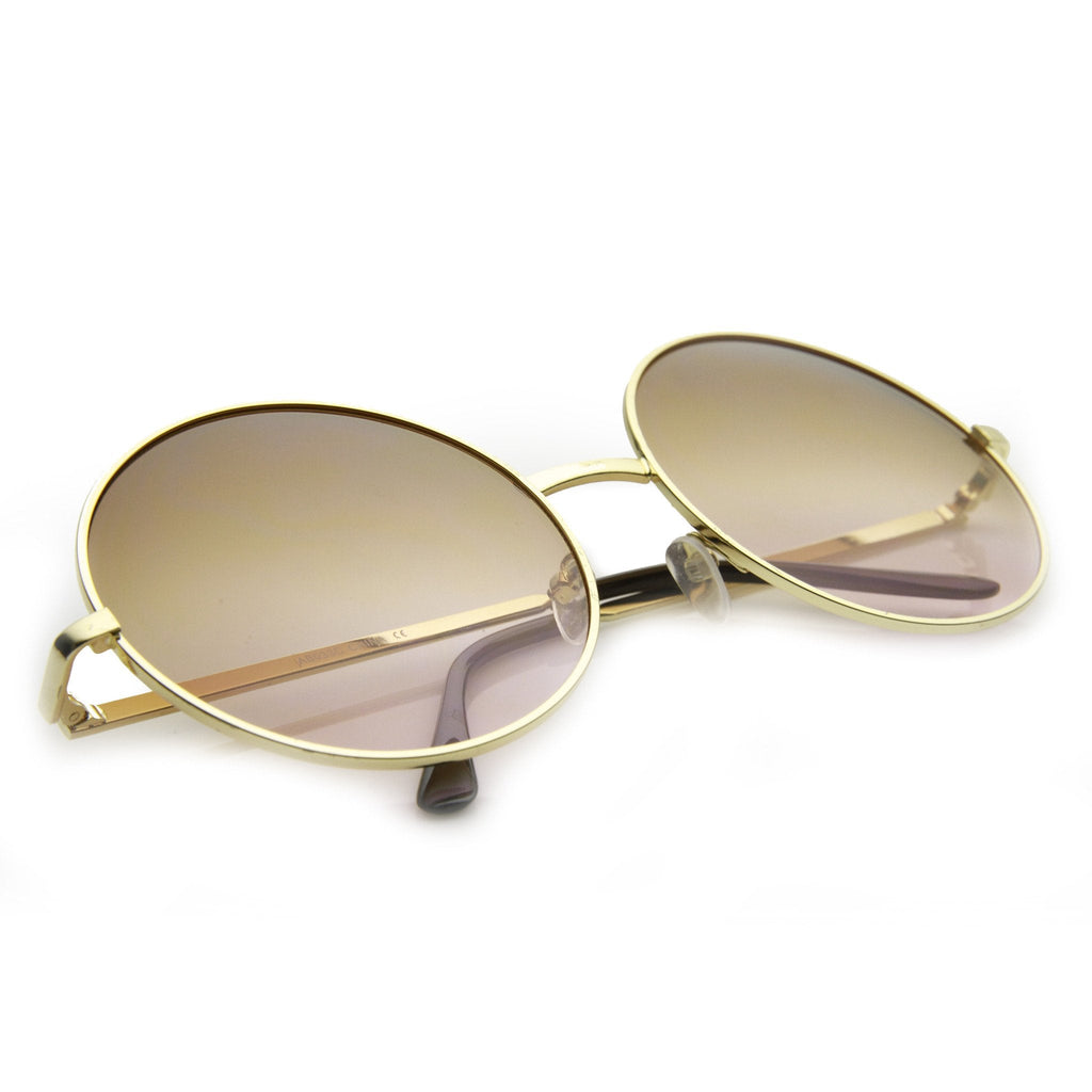 Retro Hippie Oversize Round Color Gradient Lens Sunglasses 9578