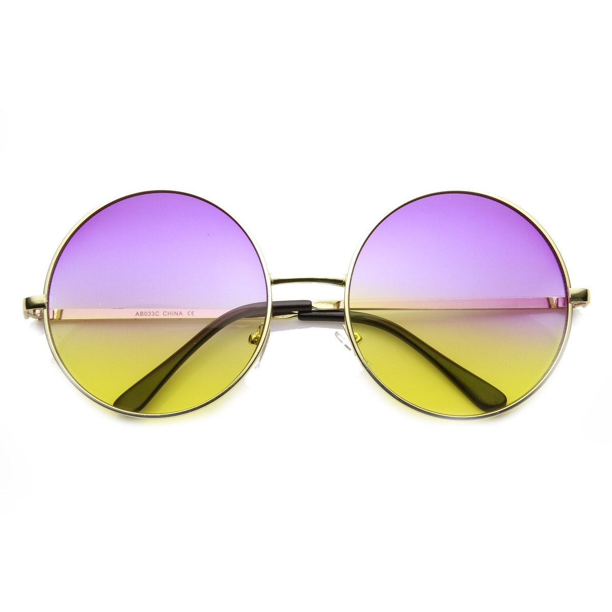 Retro Hippie Oversize Round Color Gradient Lens Sunglasses 9578