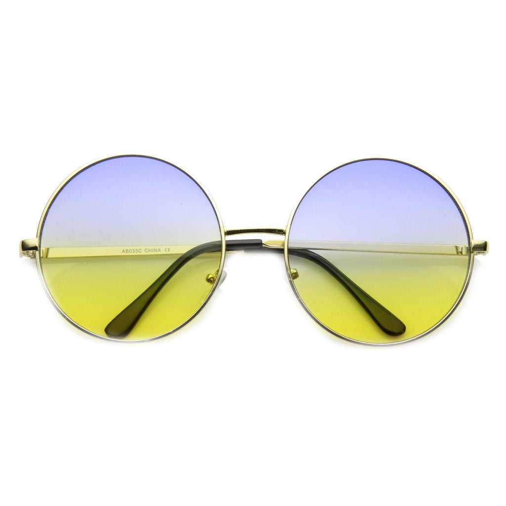 Retro Hippie Oversize Round Color Gradient Lens Sunglasses 9578