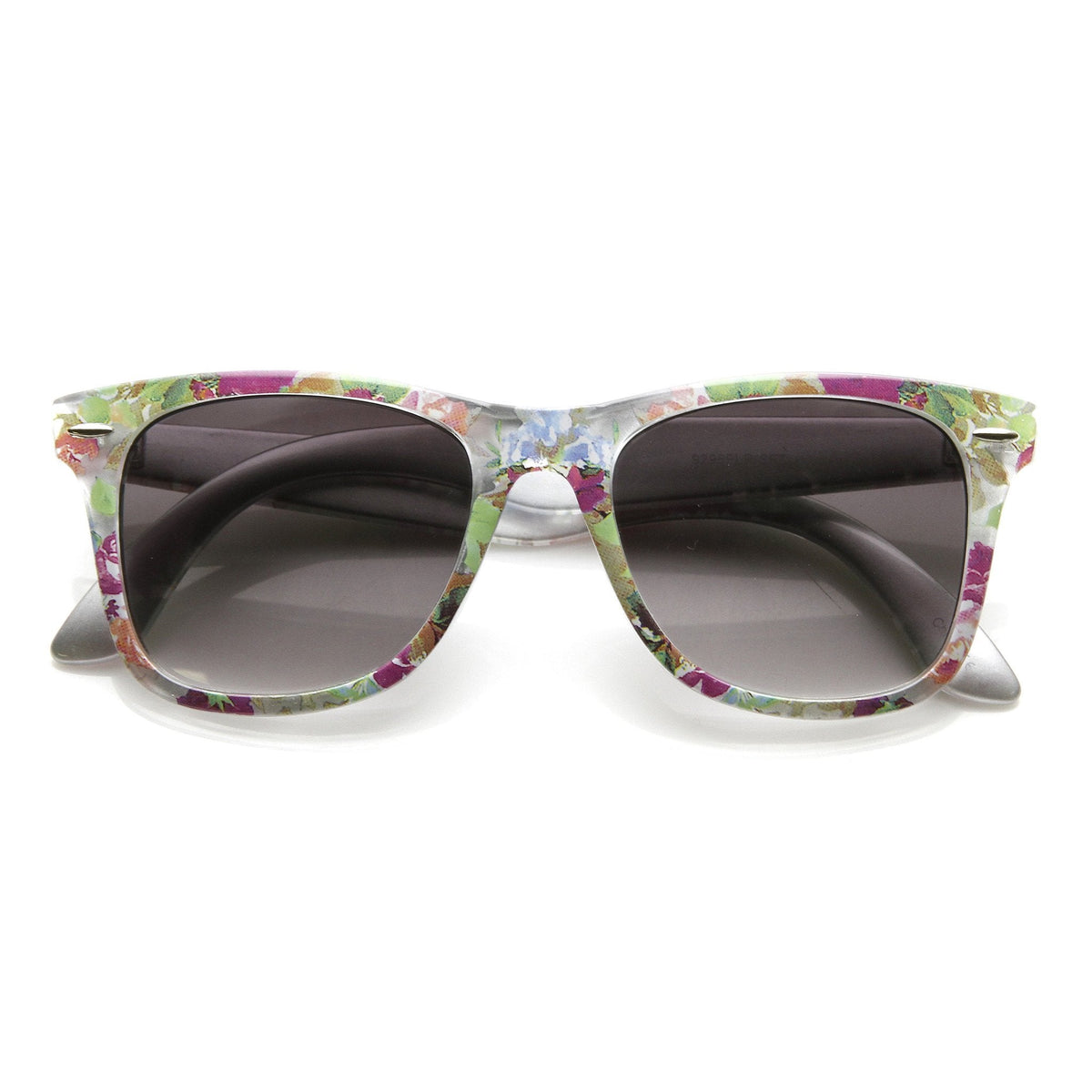 Women's Hippie Indie Floral Flower Print Horned Rim Sunglasses 9474