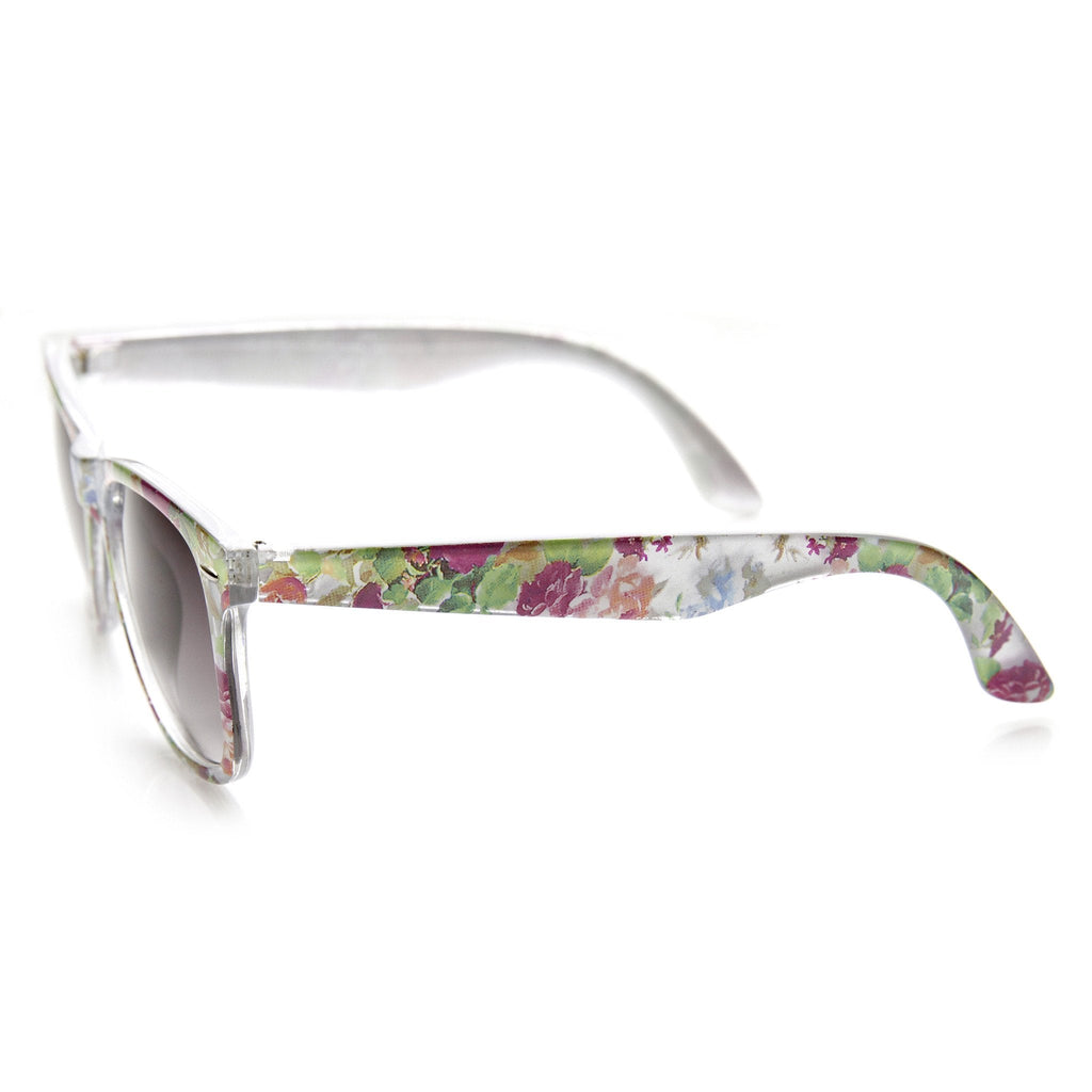 Women's Hippie Indie Floral Flower Print Horned Rim Sunglasses 9474