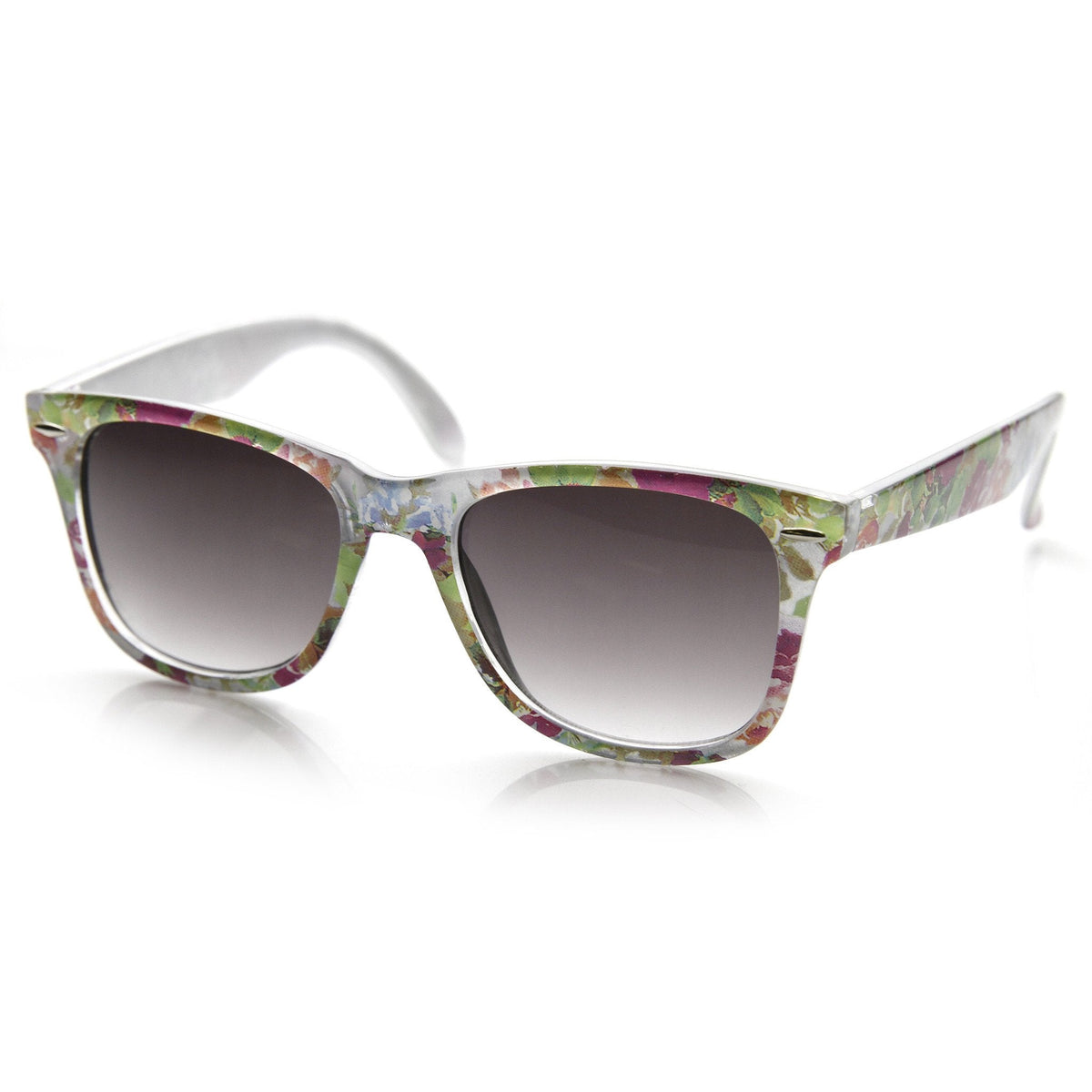 Women's Hippie Indie Floral Flower Print Horned Rim Sunglasses 9474