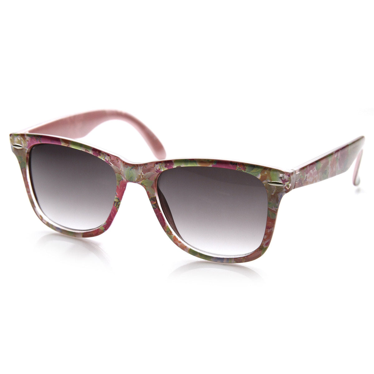 Women's Hippie Indie Floral Flower Print Horned Rim Sunglasses 9474