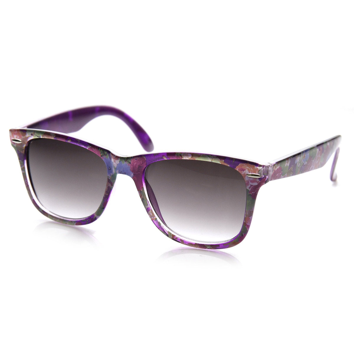 Women's Hippie Indie Floral Flower Print Horned Rim Sunglasses 9474
