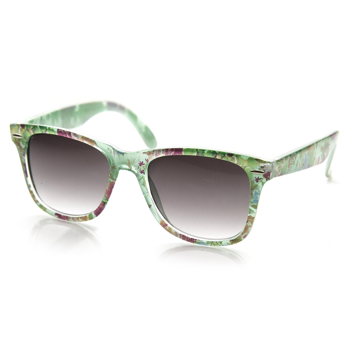 Women's Hippie Indie Floral Flower Print Horned Rim Sunglasses 9474