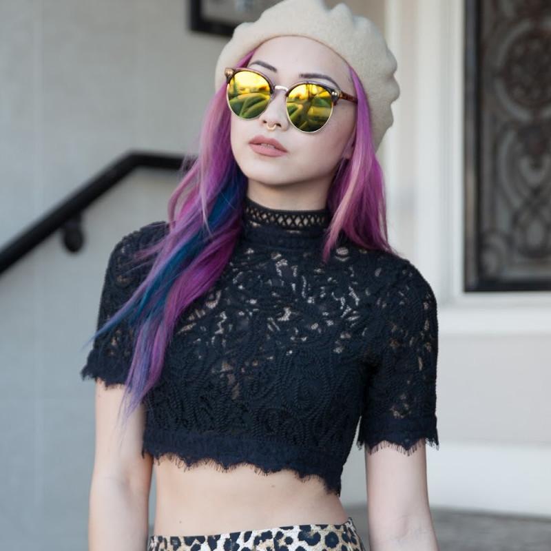 Modern Flat Front Oversize Round Mirror Lens Cat Eye Sunglasses A207