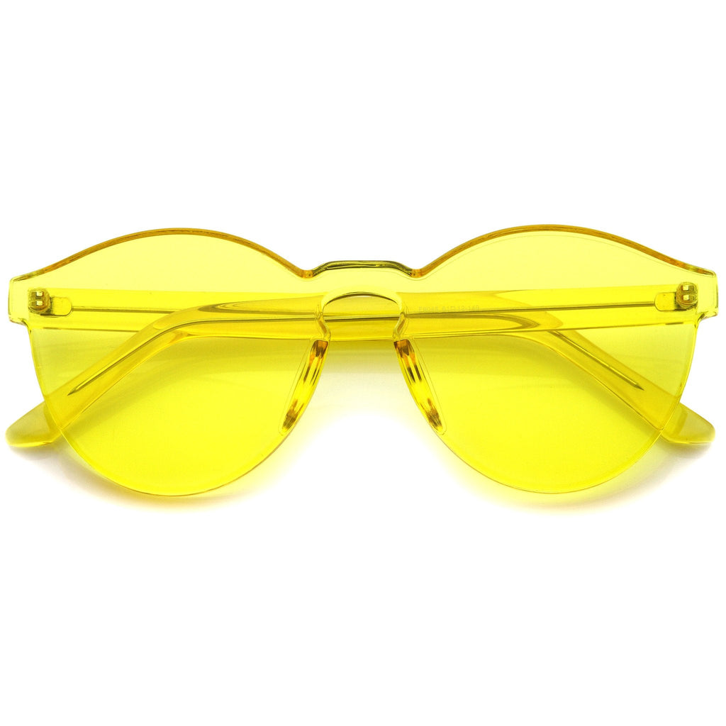 Rimless Monoblock Cut PC Color Lens Rimless Sunglasses