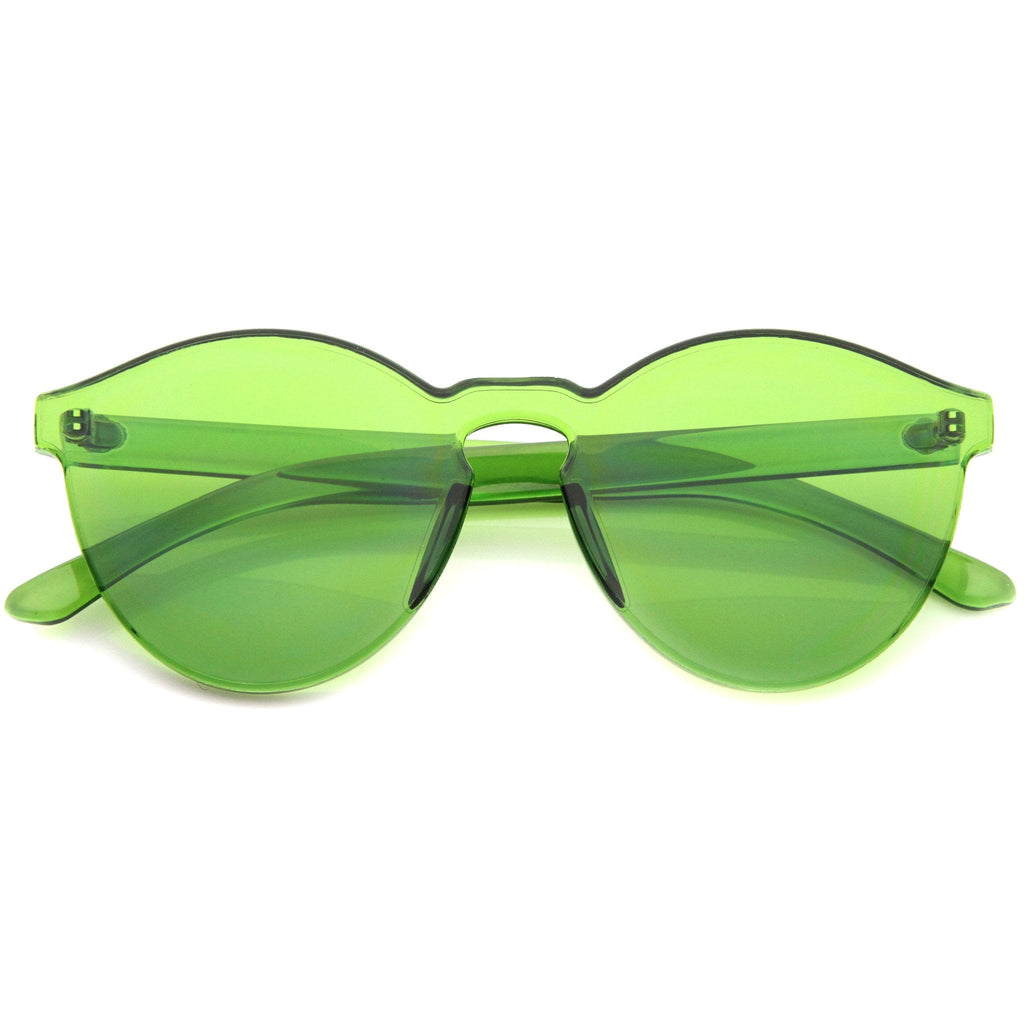 Rimless Monoblock Cut PC Color Lens Rimless Sunglasses