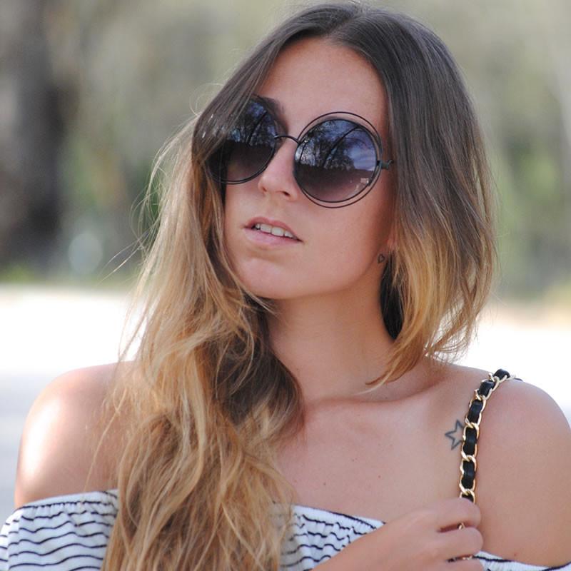 Indie Retro Dual Metal Round Mirrored Lens Sunglasses 9621