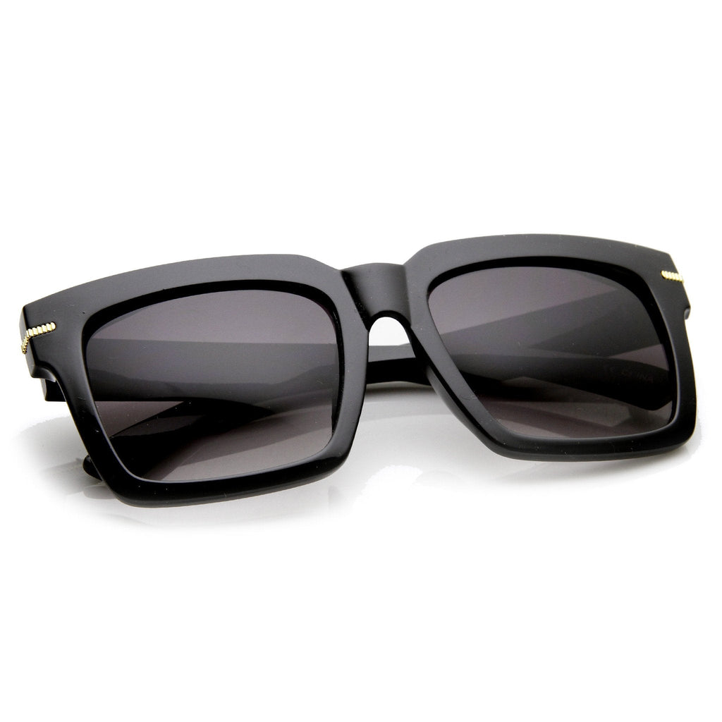 Large Retro Modern Square Block Flat Top Aviator Sunglasses 9300