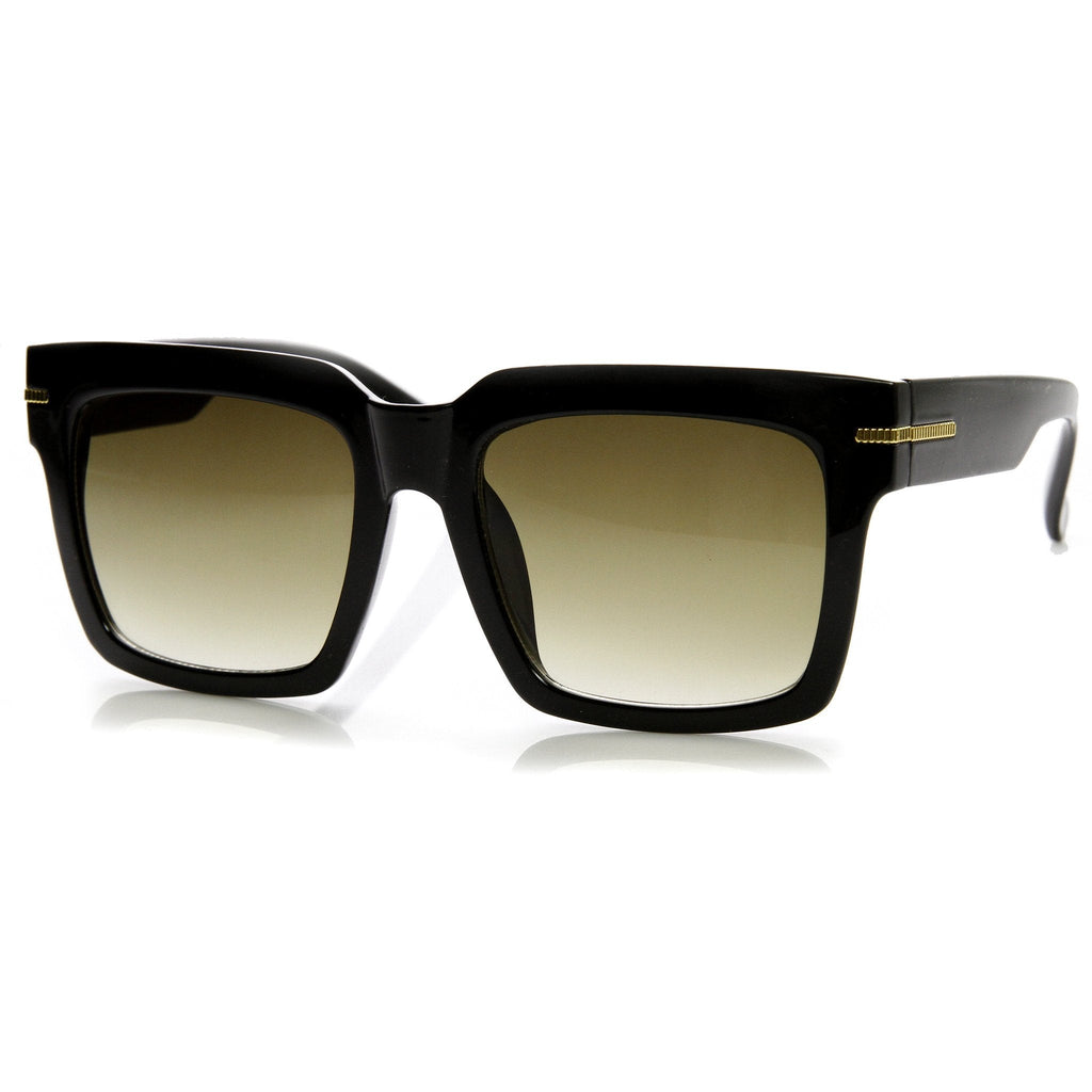 Large Retro Modern Square Block Flat Top Aviator Sunglasses 9300