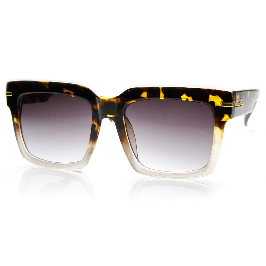 Large Retro Modern Square Block Flat Top Aviator Sunglasses 9300