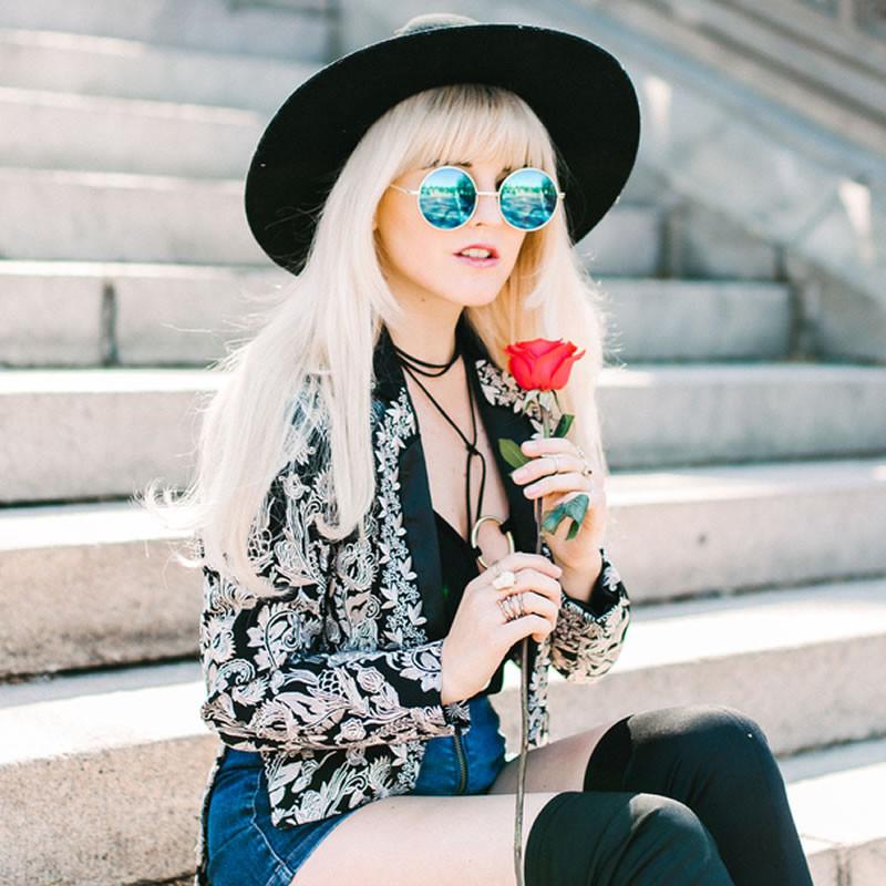 Retro Flash Color Mirror Lens Round Metal Sunglasses