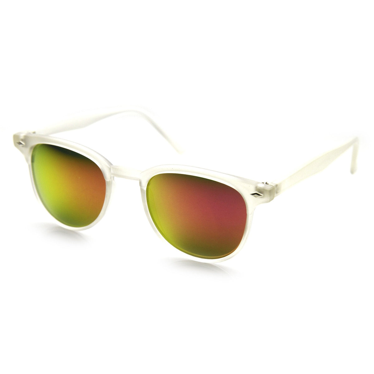 Retro P3 Horned Rim Frame Mirrored Lens Sunglasses 8829