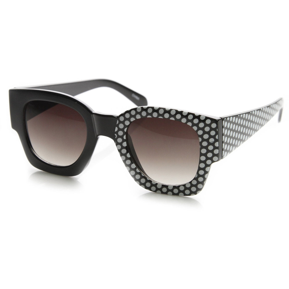 Womens Half Print Graphic Square Horned Rim Sunglasses 9134
