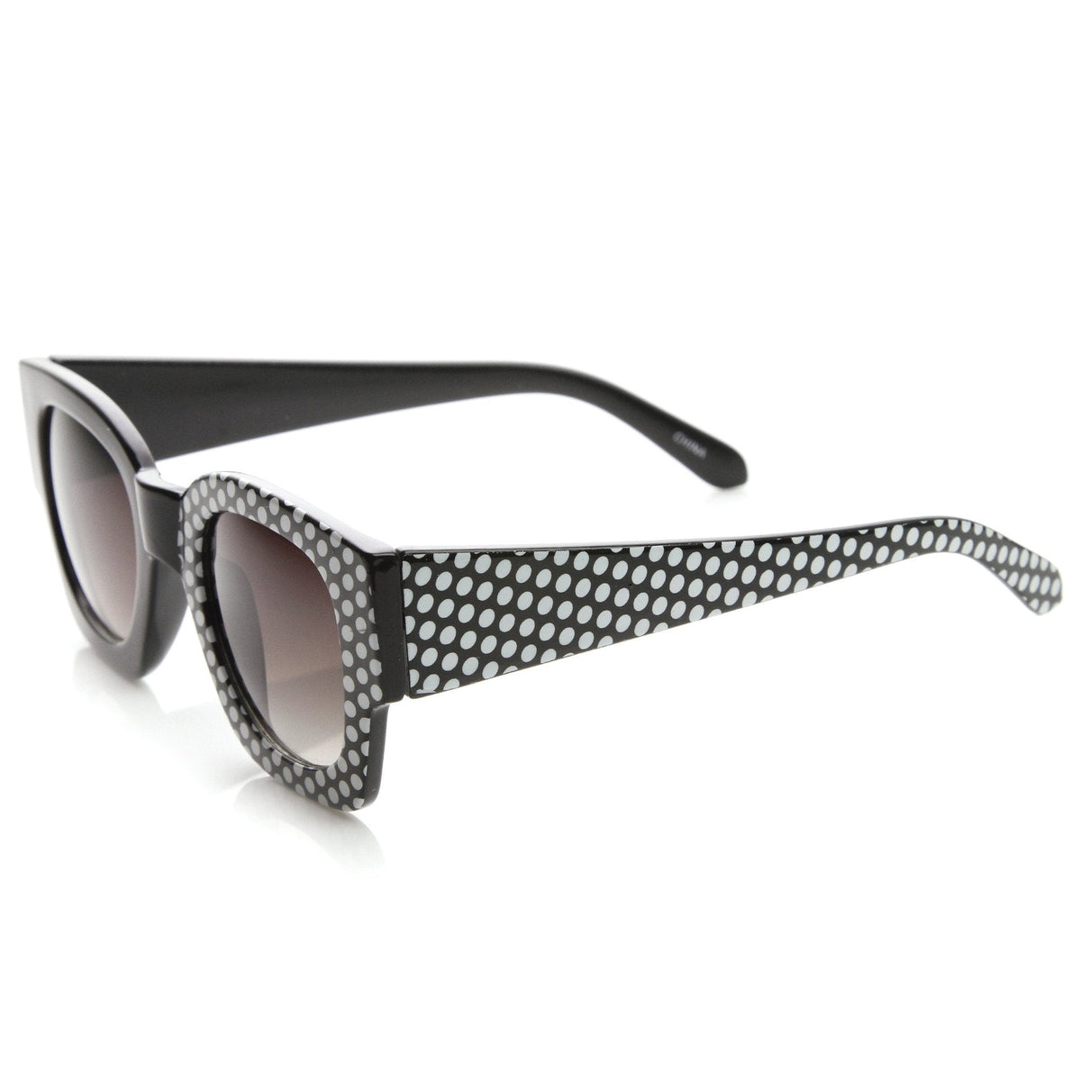 Womens Half Print Graphic Square Horned Rim Sunglasses 9134