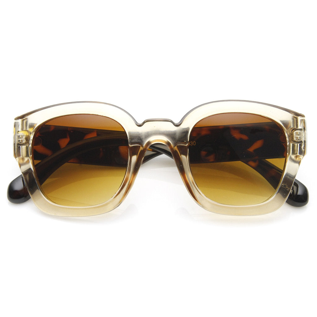 Retro Modern Bold Frame Block Horned Rim Sunglasses 9138