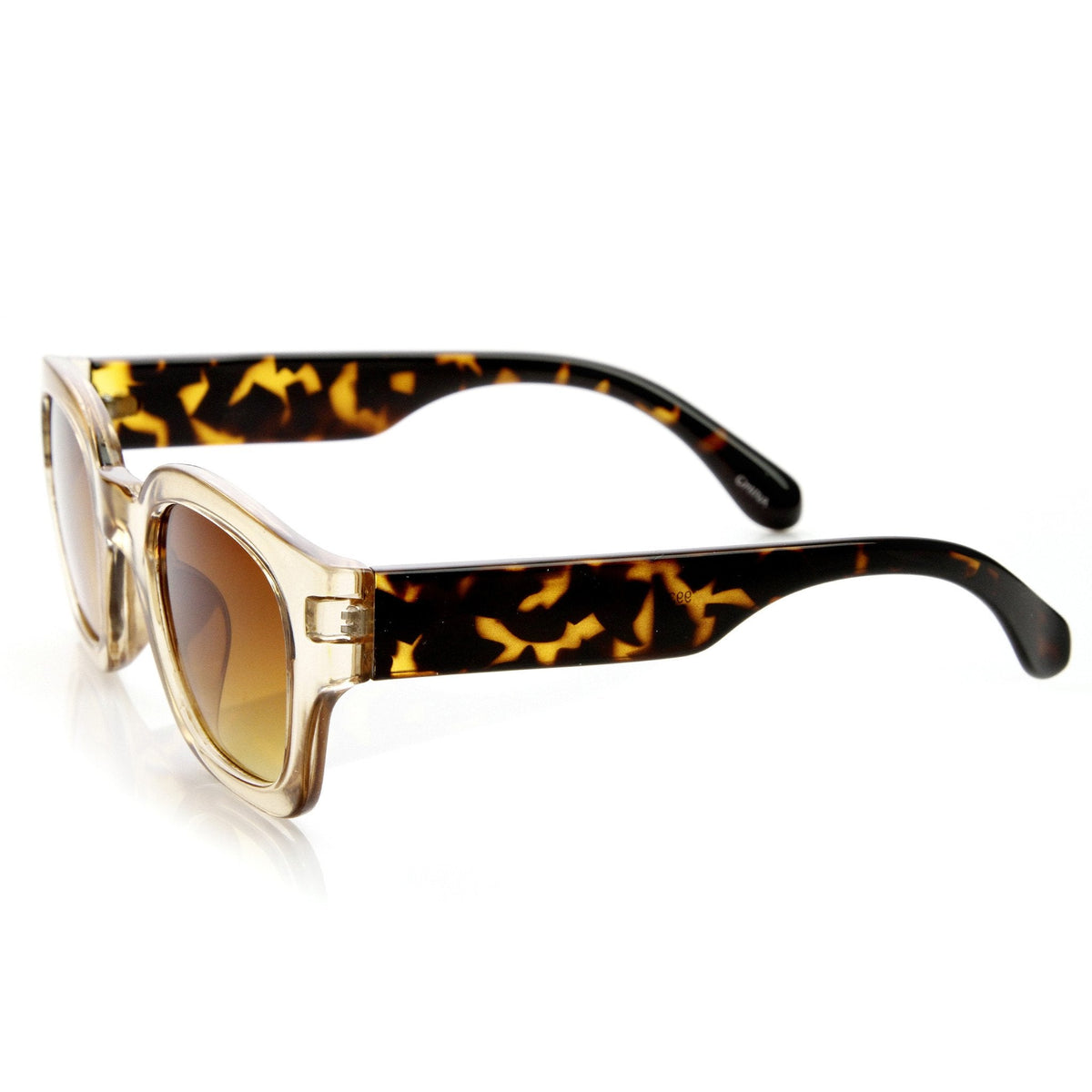 Retro Modern Bold Frame Block Horned Rim Sunglasses 9138