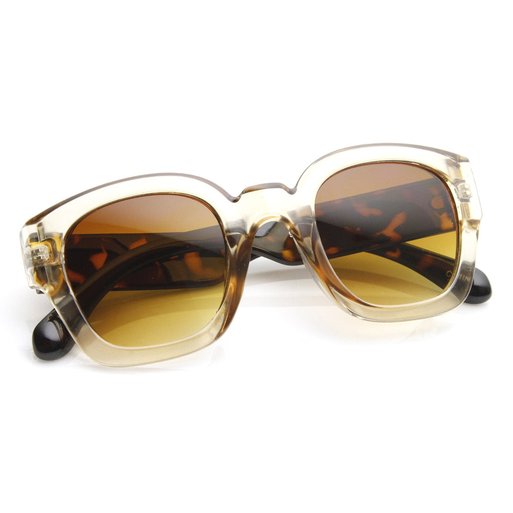 Retro Modern Bold Frame Block Horned Rim Sunglasses 9138