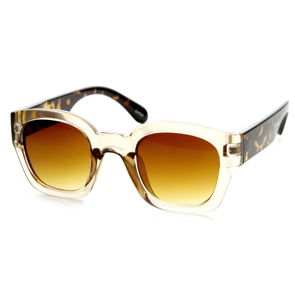 Retro Modern Bold Frame Block Horned Rim Sunglasses 9138