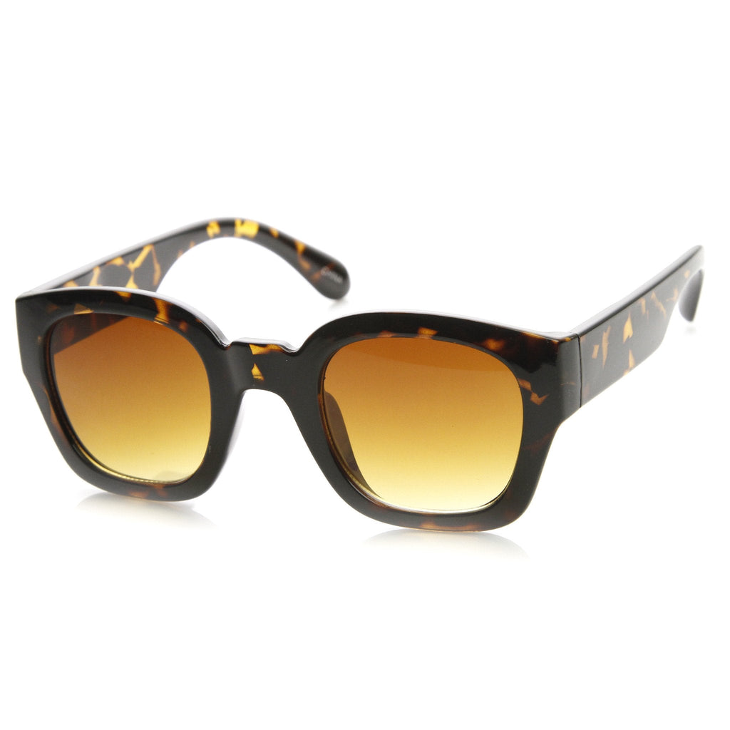 Retro Modern Bold Frame Block Horned Rim Sunglasses 9138