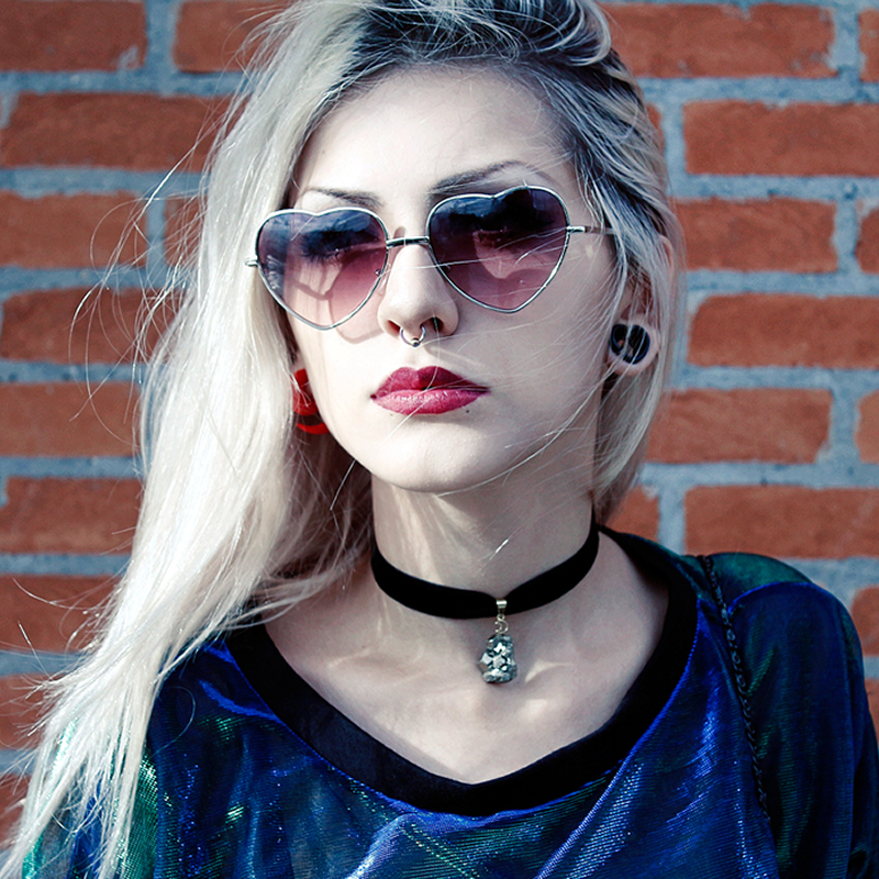 Womens Cute Metal Heart Shape Fashion Sunglasses 8796