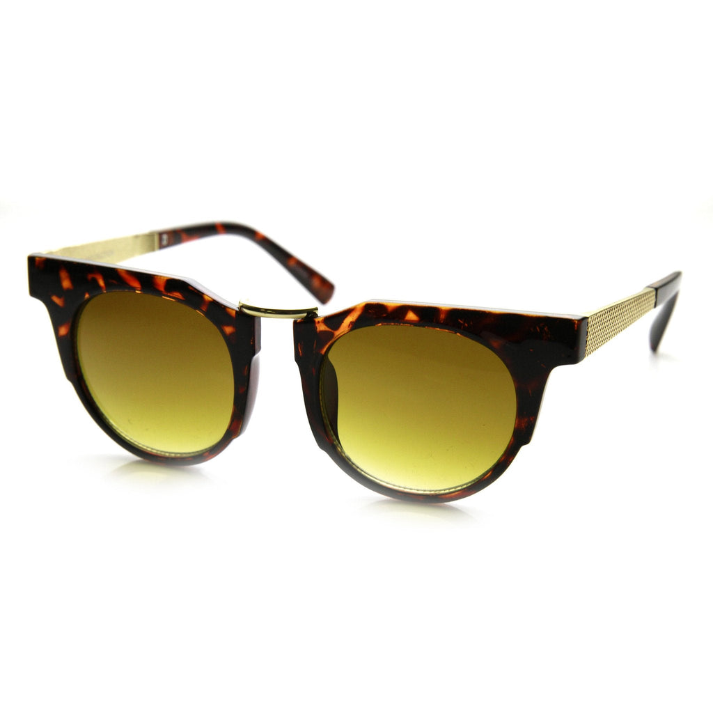 Retro Modern Fashion Flat Top Round Lens Sunglasses 9490