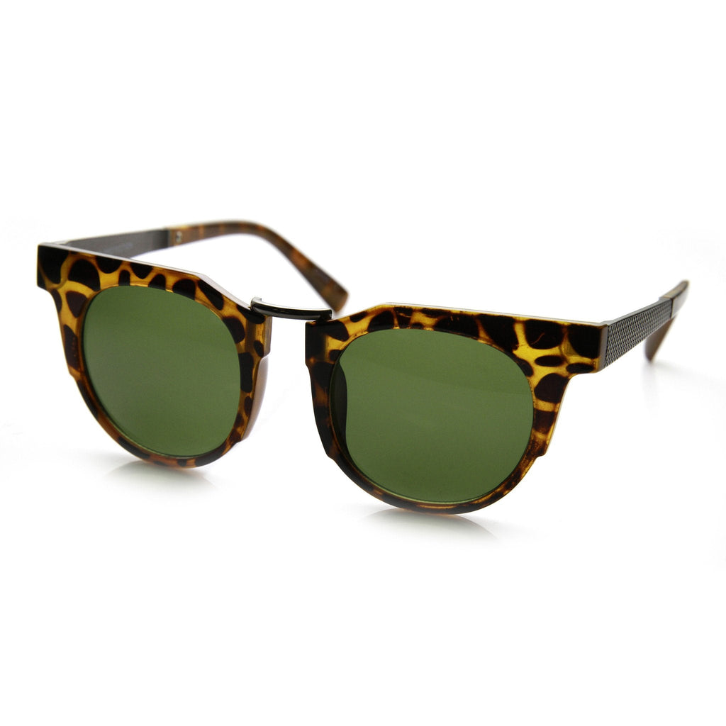 Retro Modern Fashion Flat Top Round Lens Sunglasses 9490