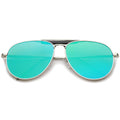 Large Crossbar Teardrop Mirrored Flat Lens Sunglasses A214