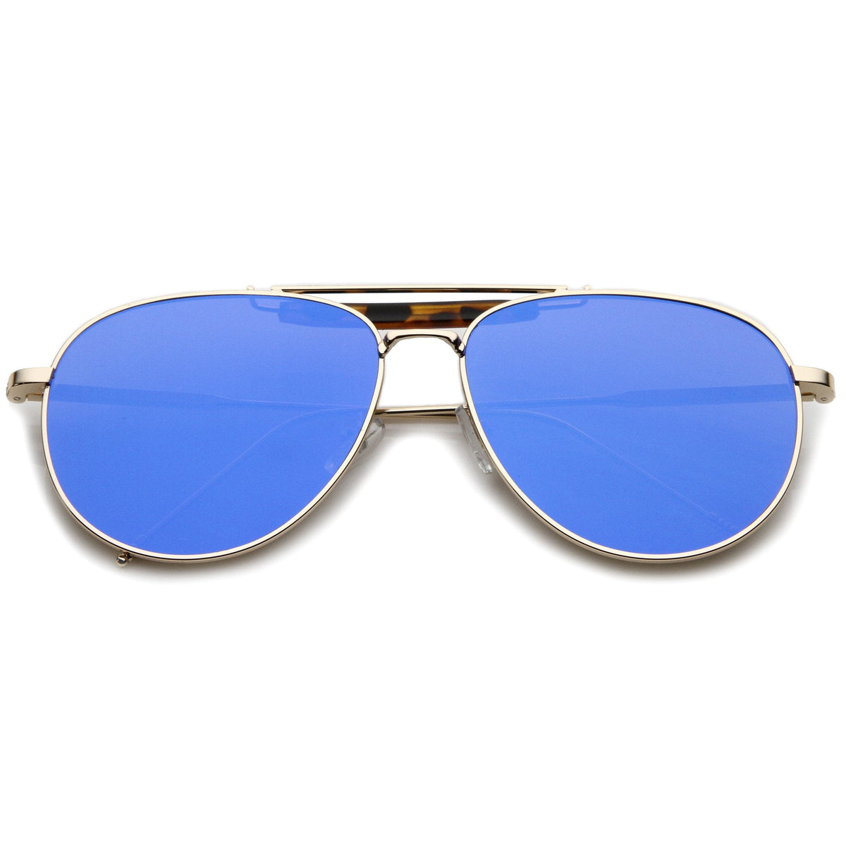 Large Crossbar Teardrop Mirrored Flat Lens Sunglasses A214