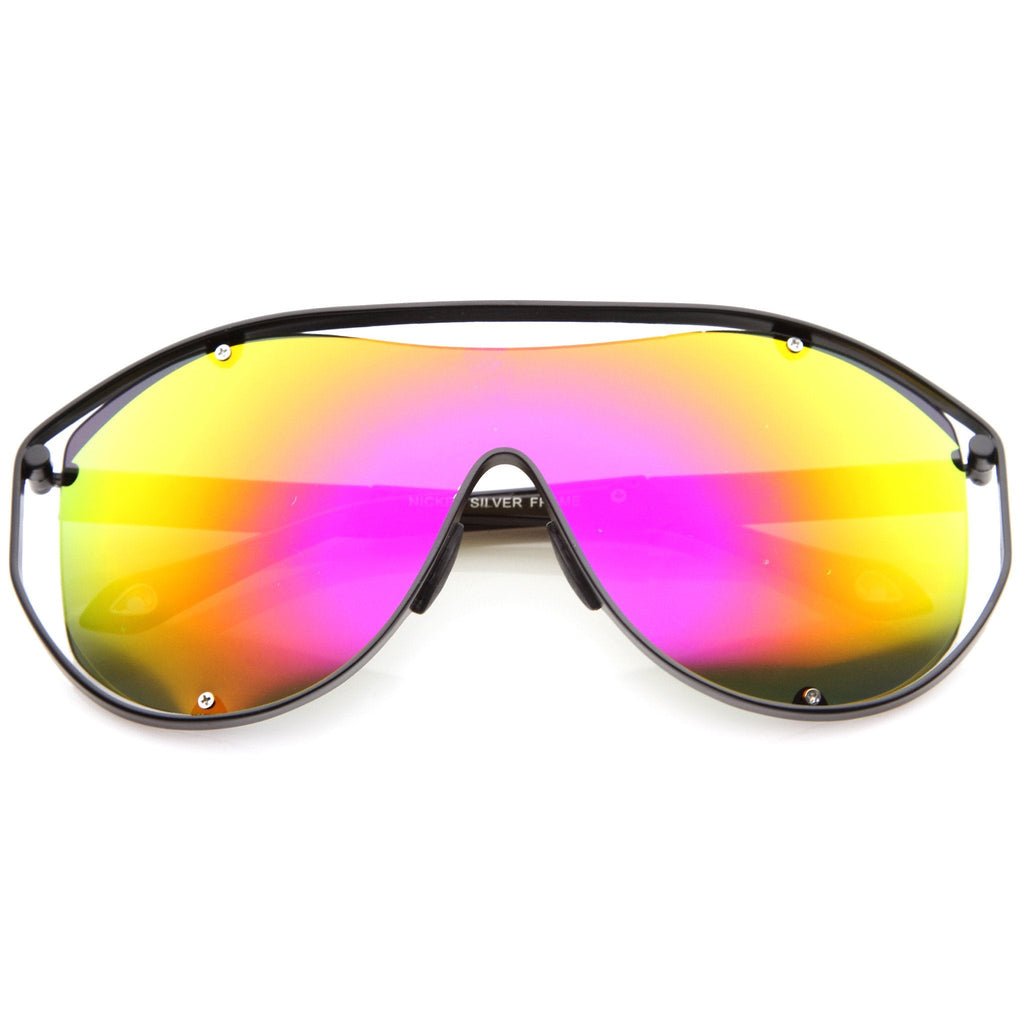 Retro Modern Mirrored Shield Lens Sunglasses A211