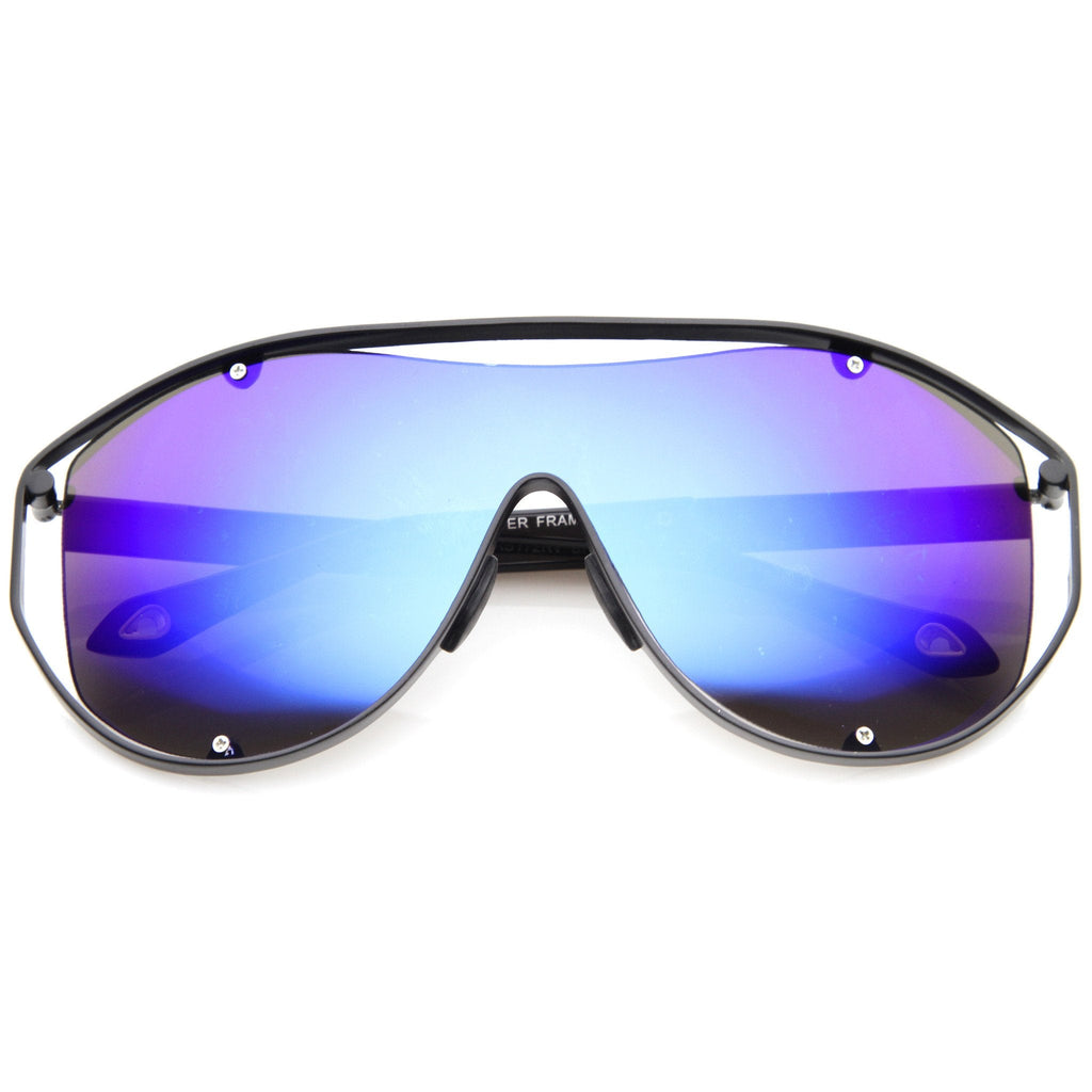 Retro Modern Mirrored Shield Lens Sunglasses A211