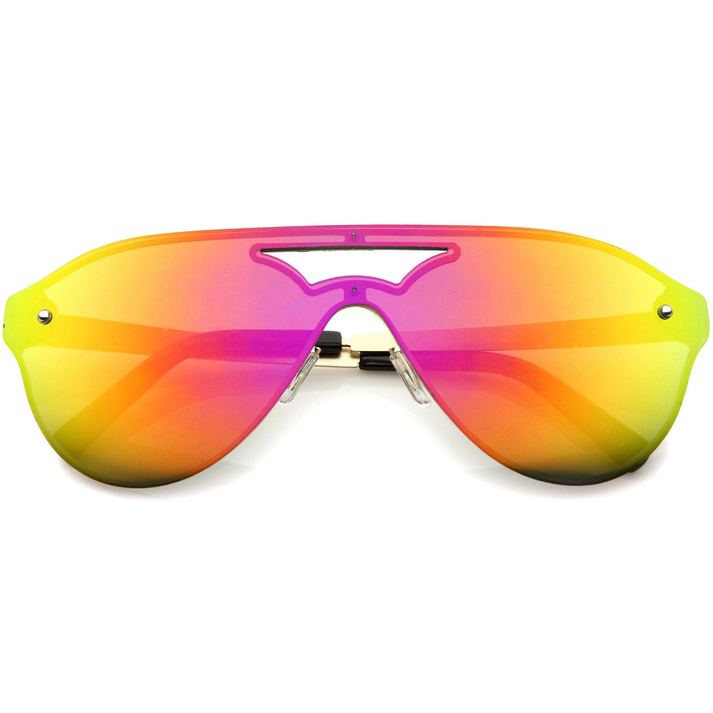 Modern Rimless Mono Mirrored Lens Shield Sunglasses A236