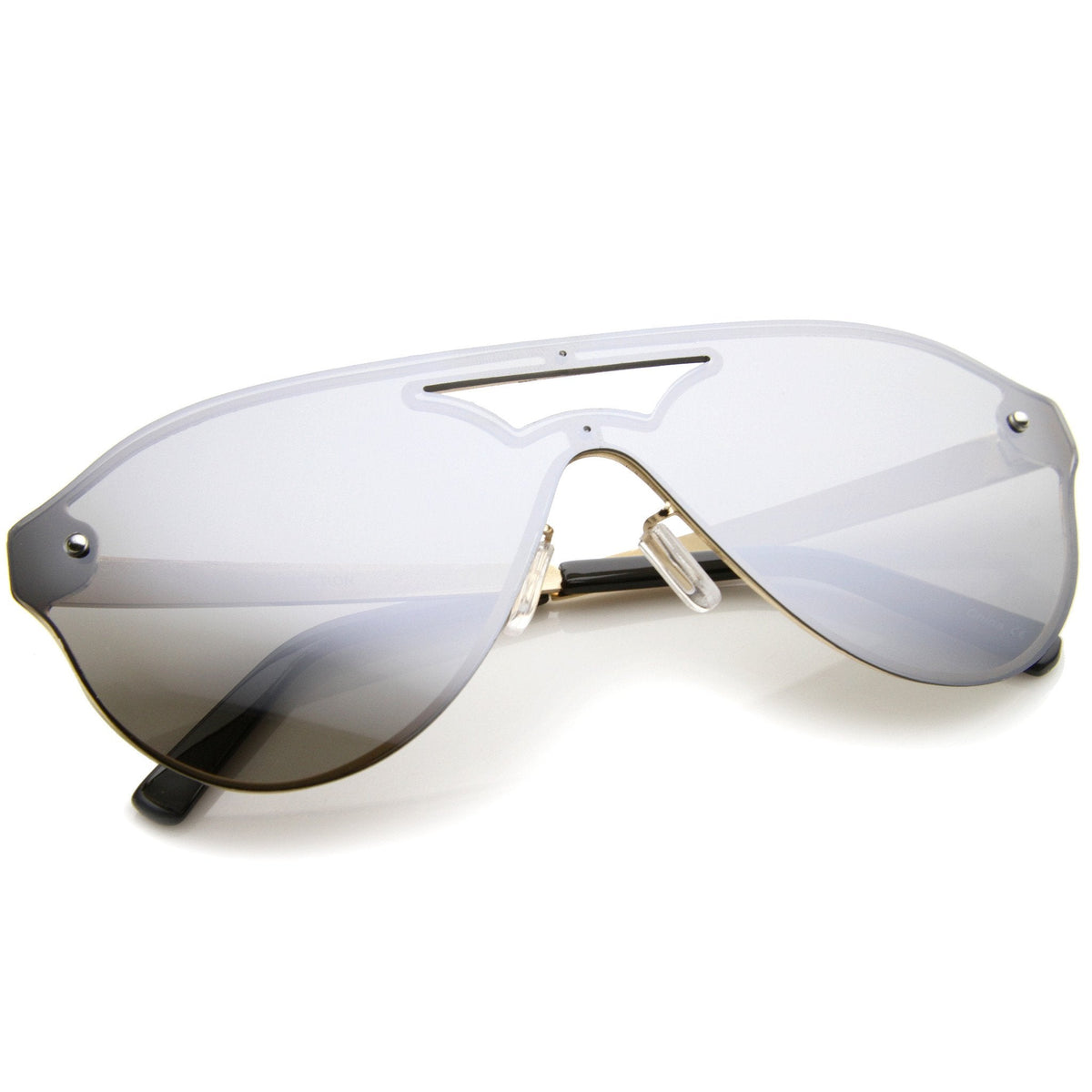 Modern Rimless Mono Mirrored Lens Shield Sunglasses A236