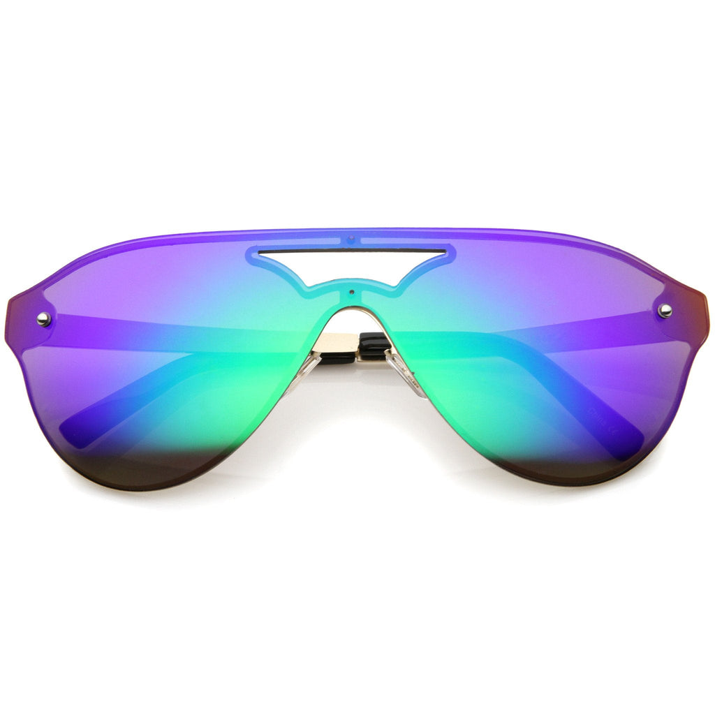 Modern Rimless Mono Mirrored Lens Shield Sunglasses A236