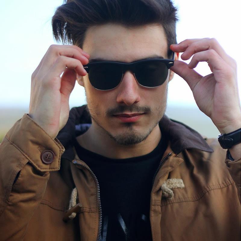 Retro Eyewear Fashion Soft Rubberized Half Frame Horned Rim Sunglasses 8913